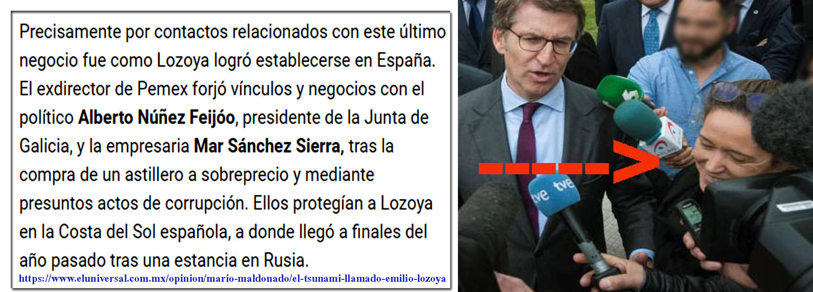 El diario El Universal de México apunta a Feijóo y Mar Sánchez como  responsables de la ocultación en la Costa del Sol de Lozoya exdirector de  Pemex - Xornal Galicia