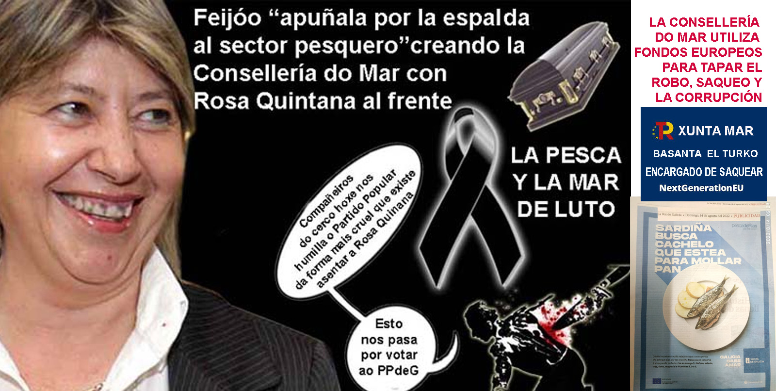 Rosa Quintana se apodera de la corrupción que dejo Feijóo en la Xunta de  Galicia, ignora el Plan Cangal "evitar muerte marisco rías" y utiliza el  dinero europeo para corromper con dádivas (